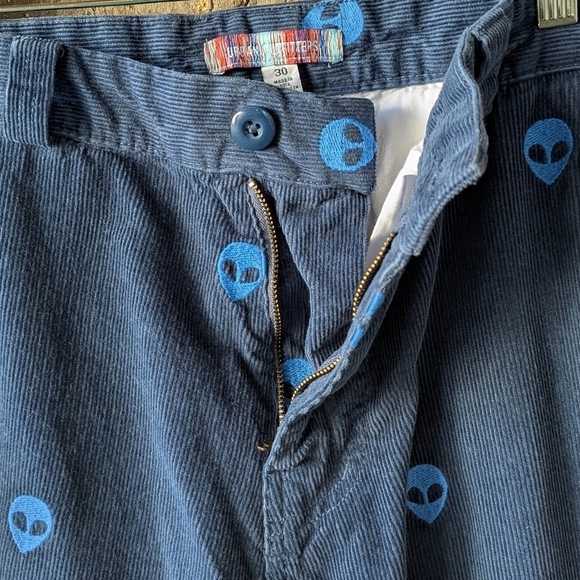 Urban Outfitters Dark Blue Corduroy Alien Embroidered Pants Size 30 - Picture 5 of 9